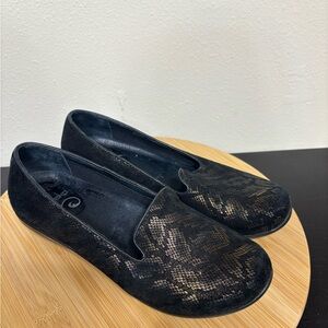 Dansko Olivia Womens EU 39 US 8.5-9 Black Bronze Snake Skin Flats Comfort Shoes‎